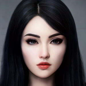 An image of Jane from Artbreeder. Is a white woman wearing makeup looking directly forward.
